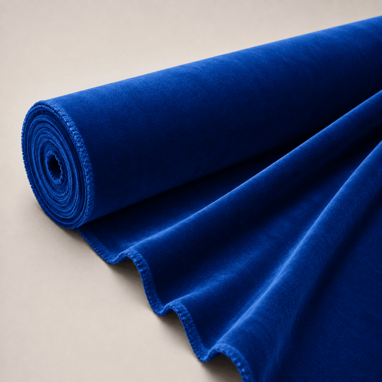 Rollo de pana azul klein desplegado